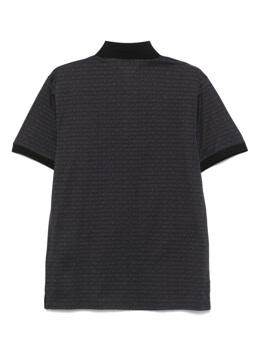 Emporio Armani jersey polo shirt with all-over jacquard lettering Topwear Emporio Armani