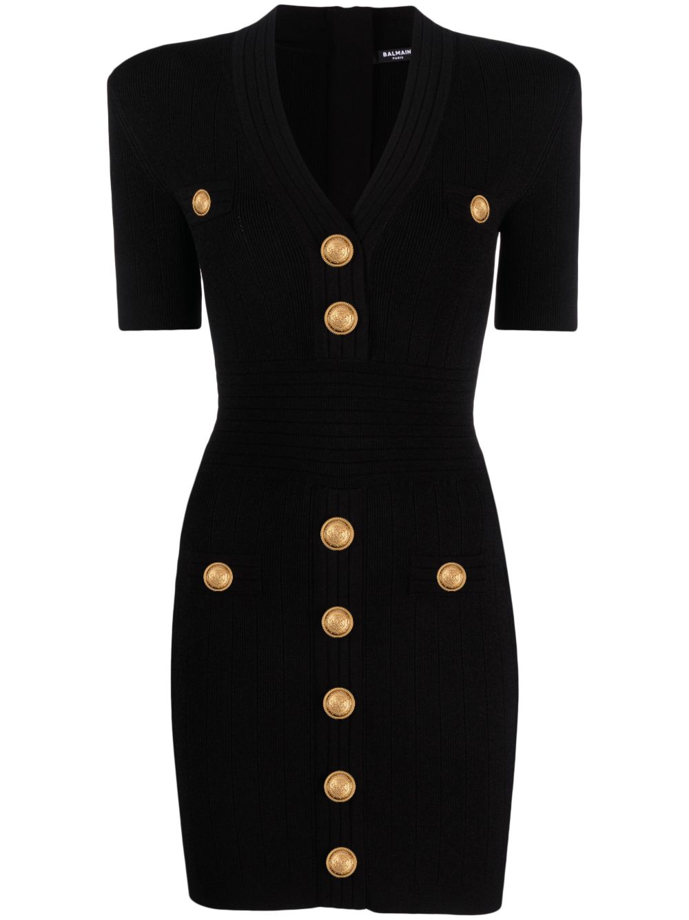 Balmain short knitted dress with golden buttons Dresses Balmain