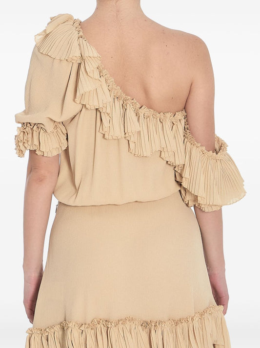 Saint Laurent one-shoulder ruffled dress