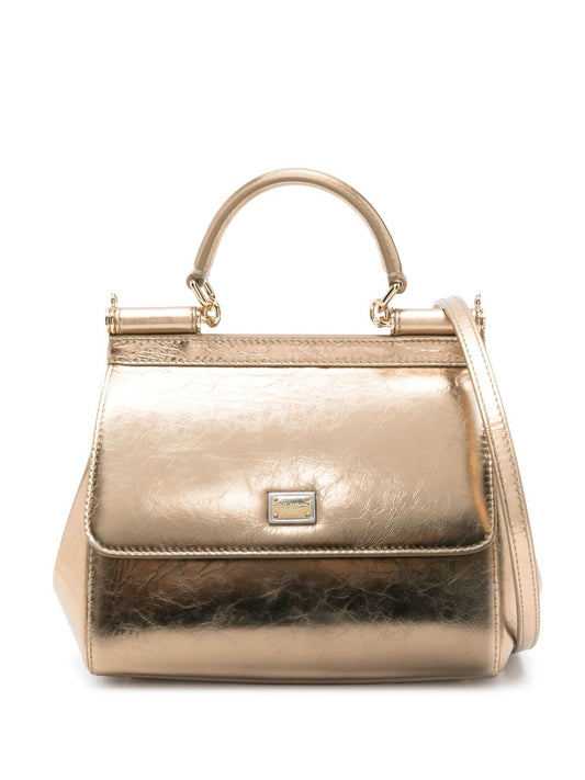 Dolce & Gabbana Sicily metallic leather tote bag