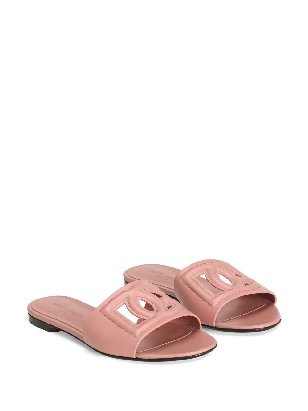 Dolce & Gabbana Calfskin sliders with DG logo Sandals Dolce & Gabbana