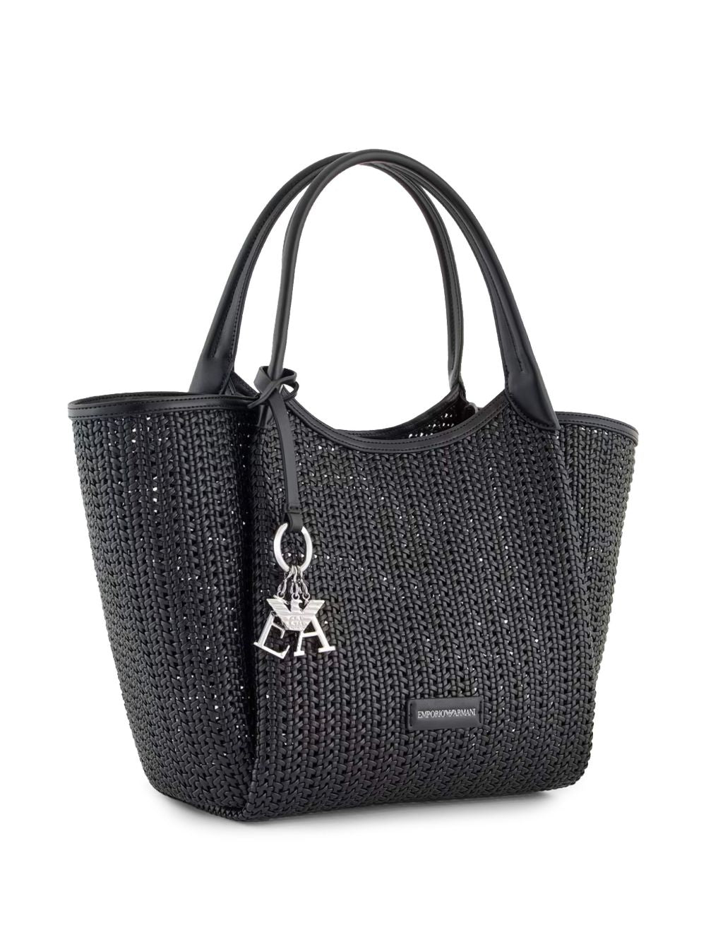 Emporio Armani Shopper made of braided material with logo pendant Shopper Emporio Armani