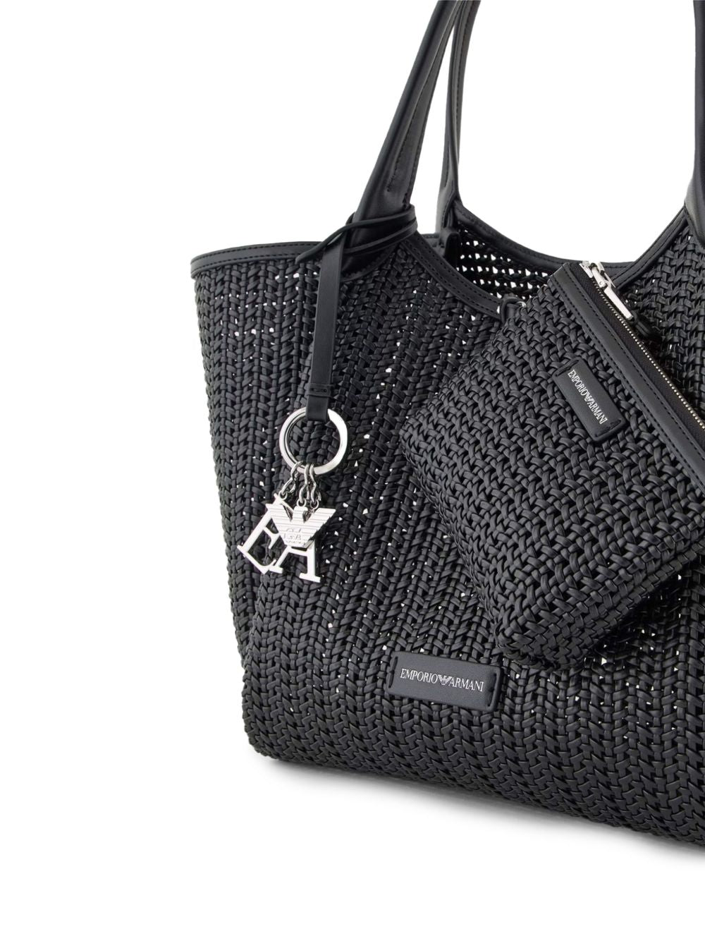 Emporio Armani Shopper made of braided material with logo pendant Shopper Emporio Armani