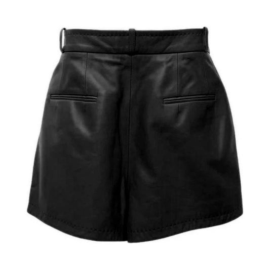 Dolce & Gabbana Black Lambskin Women Shorts Dolce & Gabbana