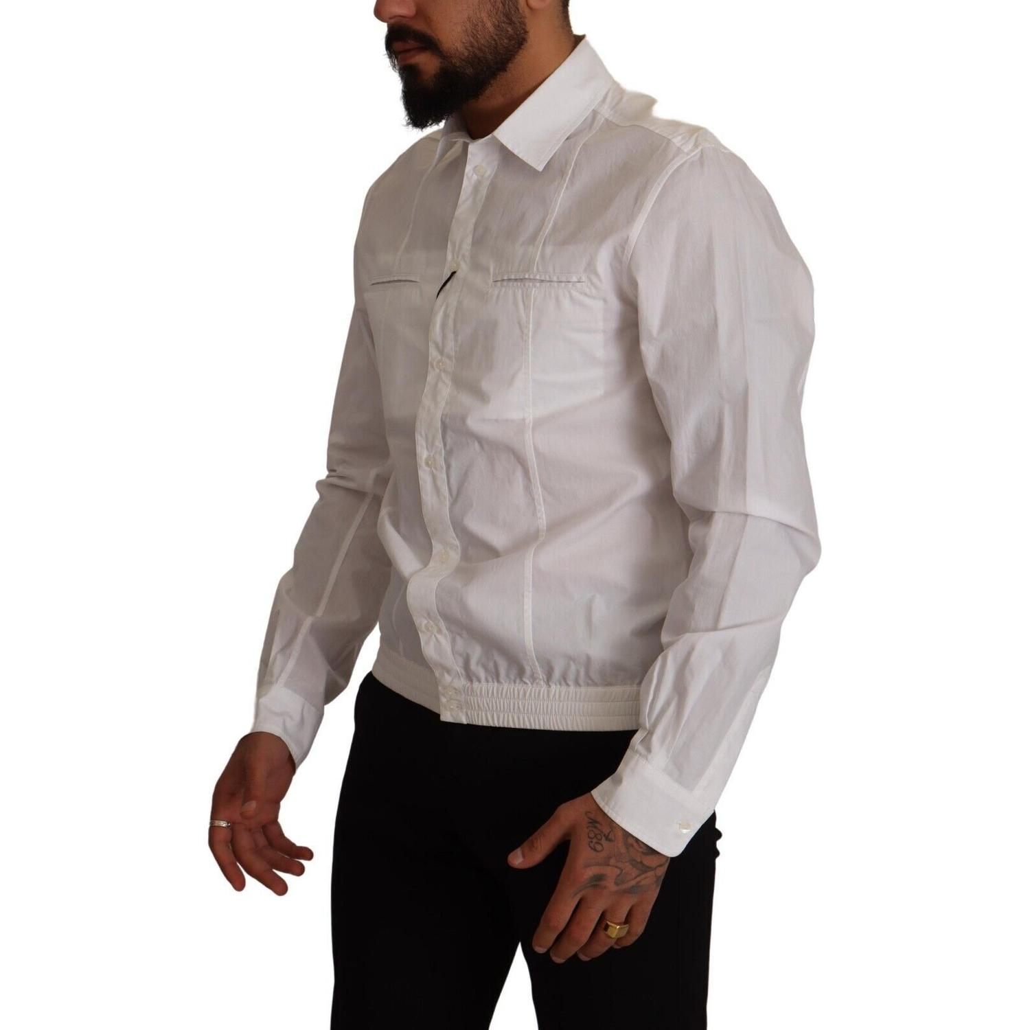 Dolce & Gabbana White Cotton Button Down Men Collared Shirt