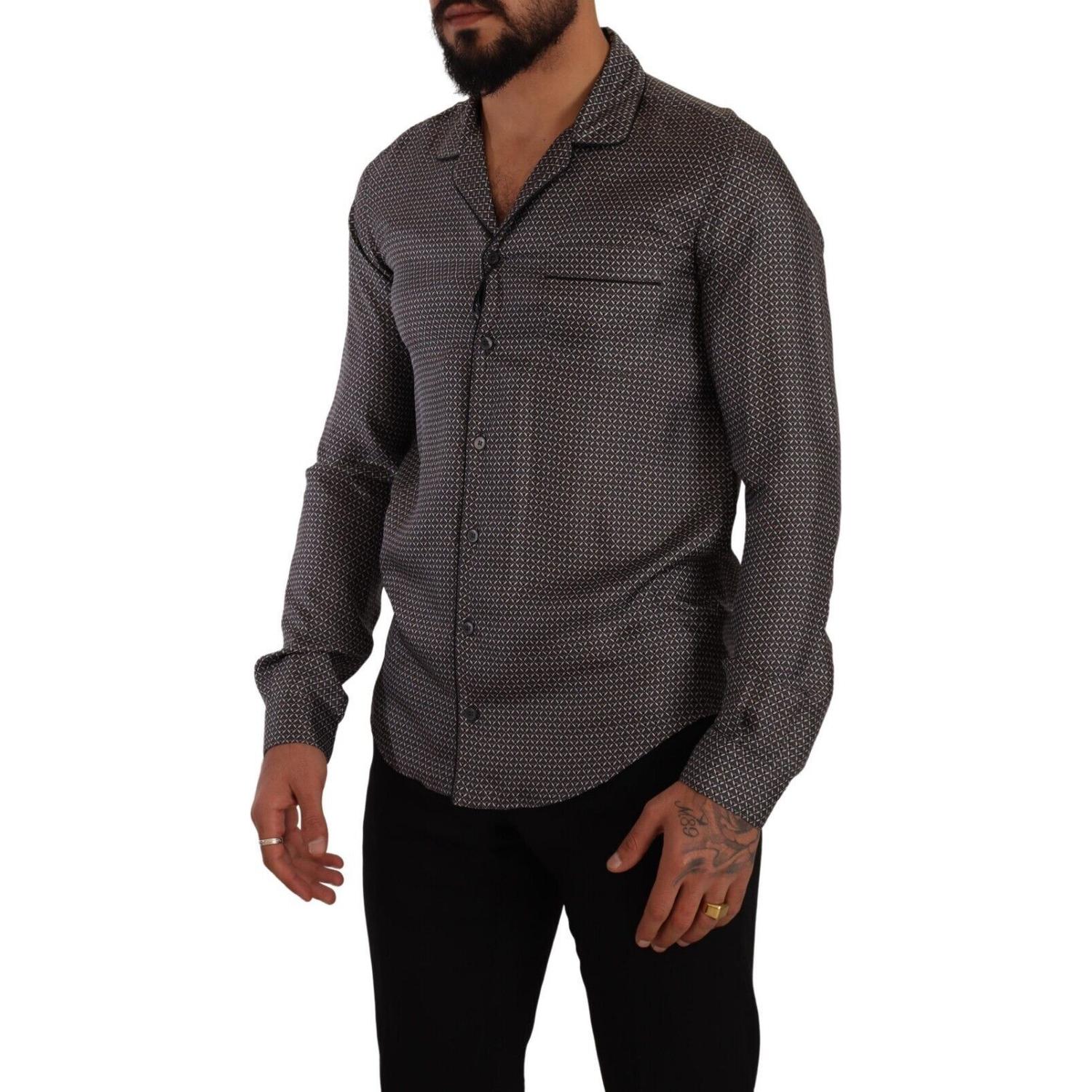 Dolce & Gabbana Gray Fantasy Pattern Pajama Top Mens Shirt