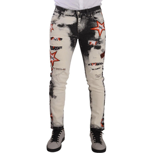 Dolce & Gabbana Chic Slim Fit Star Motif Denim Jeans Dolce & Gabbana