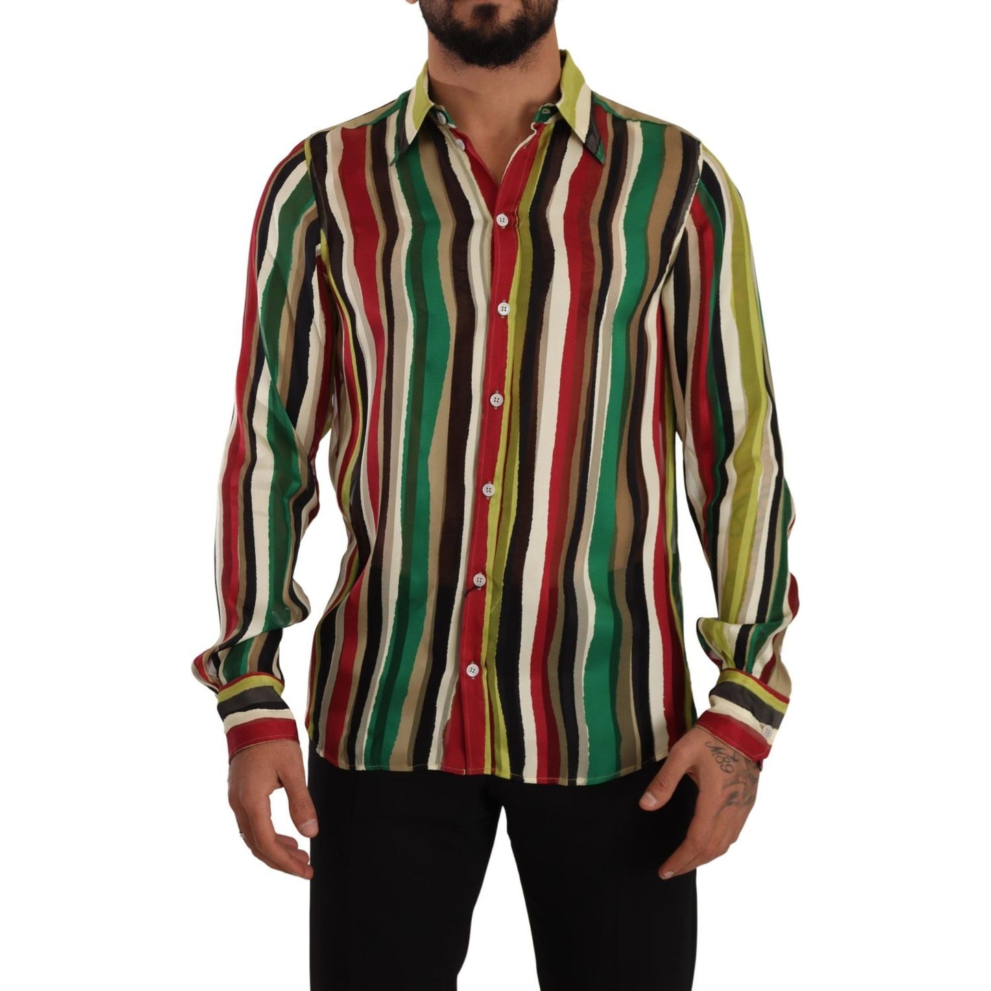 Dolce & Gabbana Elegant Multicolor Striped Silk Blend Shirt Dolce & Gabbana