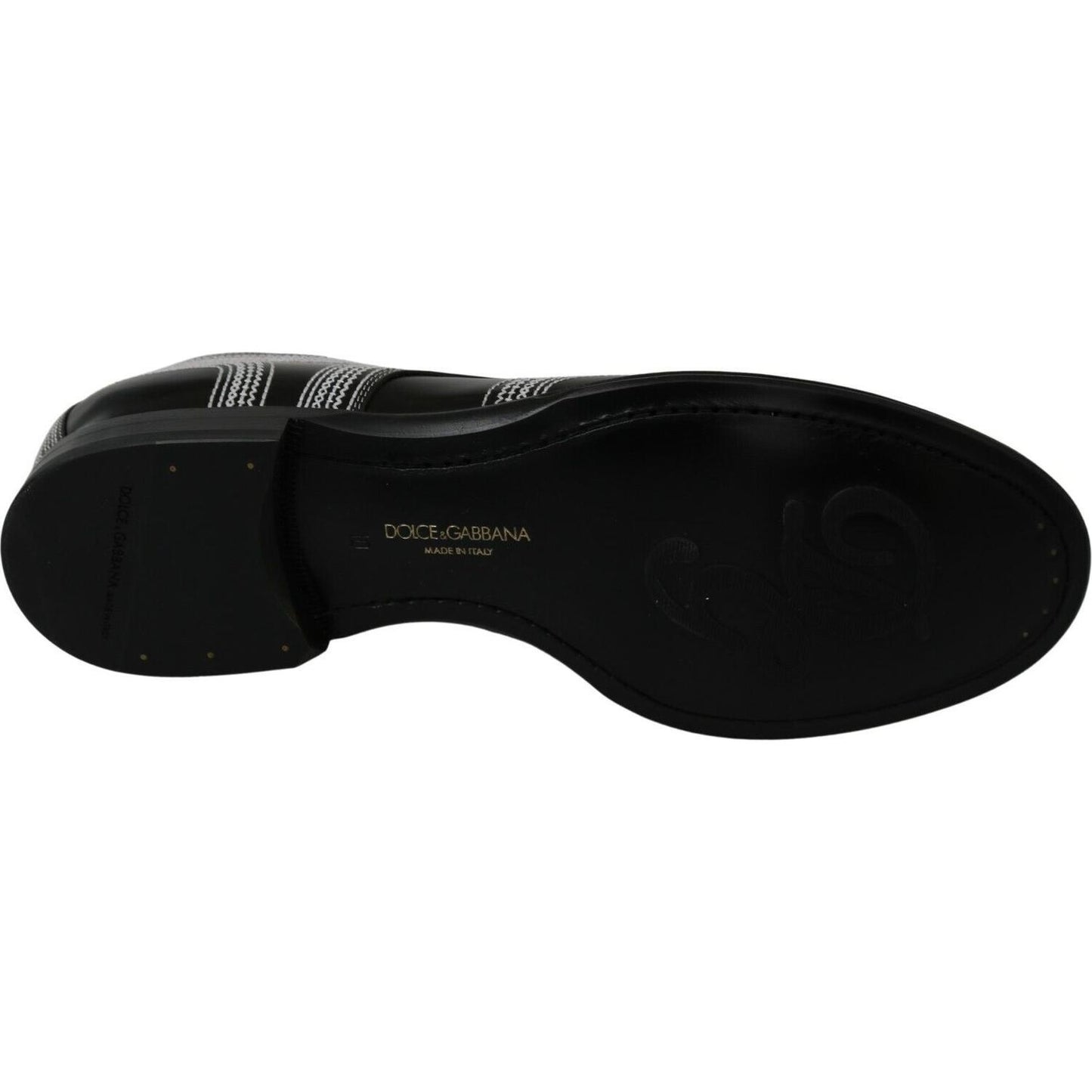 Dolce & Gabbana Black Leather Derby Formal White Lace Shoes