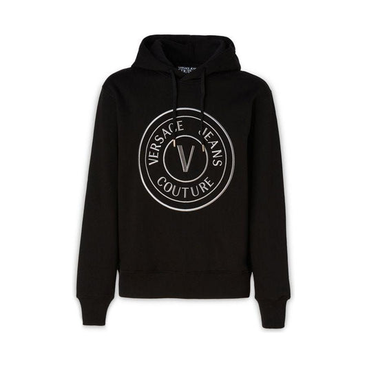 Versace Jeans Stunning Hooded Black Cotton Sweatshirt MAN SWEATERS Versace Jeans