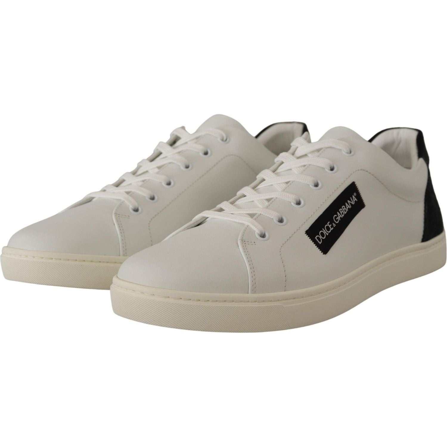 Dolce & Gabbana Elegant White Leather Low Top Sneakers