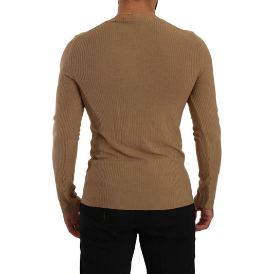 Ermanno Scervino Classic V-Neck Wool Sweater in Brown Ermanno Scervino