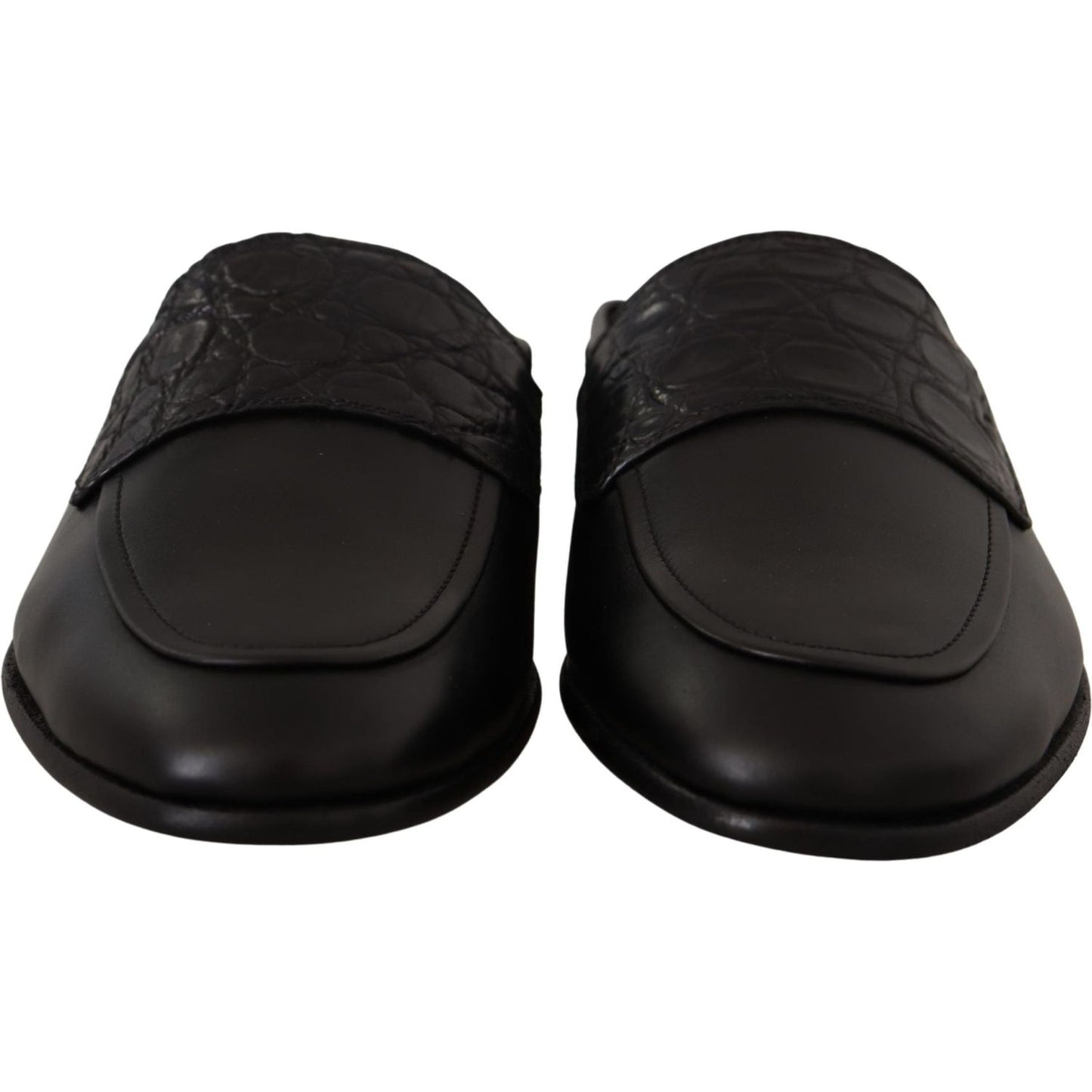 Dolce & Gabbana Exquisite Black & Burgundy Leather Slides Dolce & Gabbana