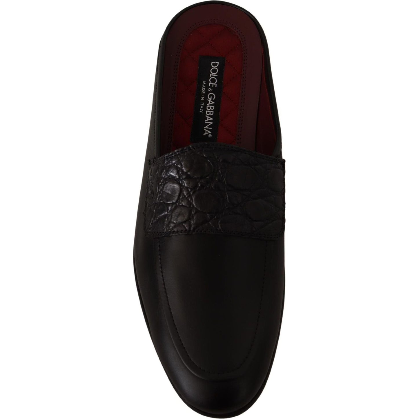 Dolce & Gabbana Exquisite Black & Burgundy Leather Slides Dolce & Gabbana