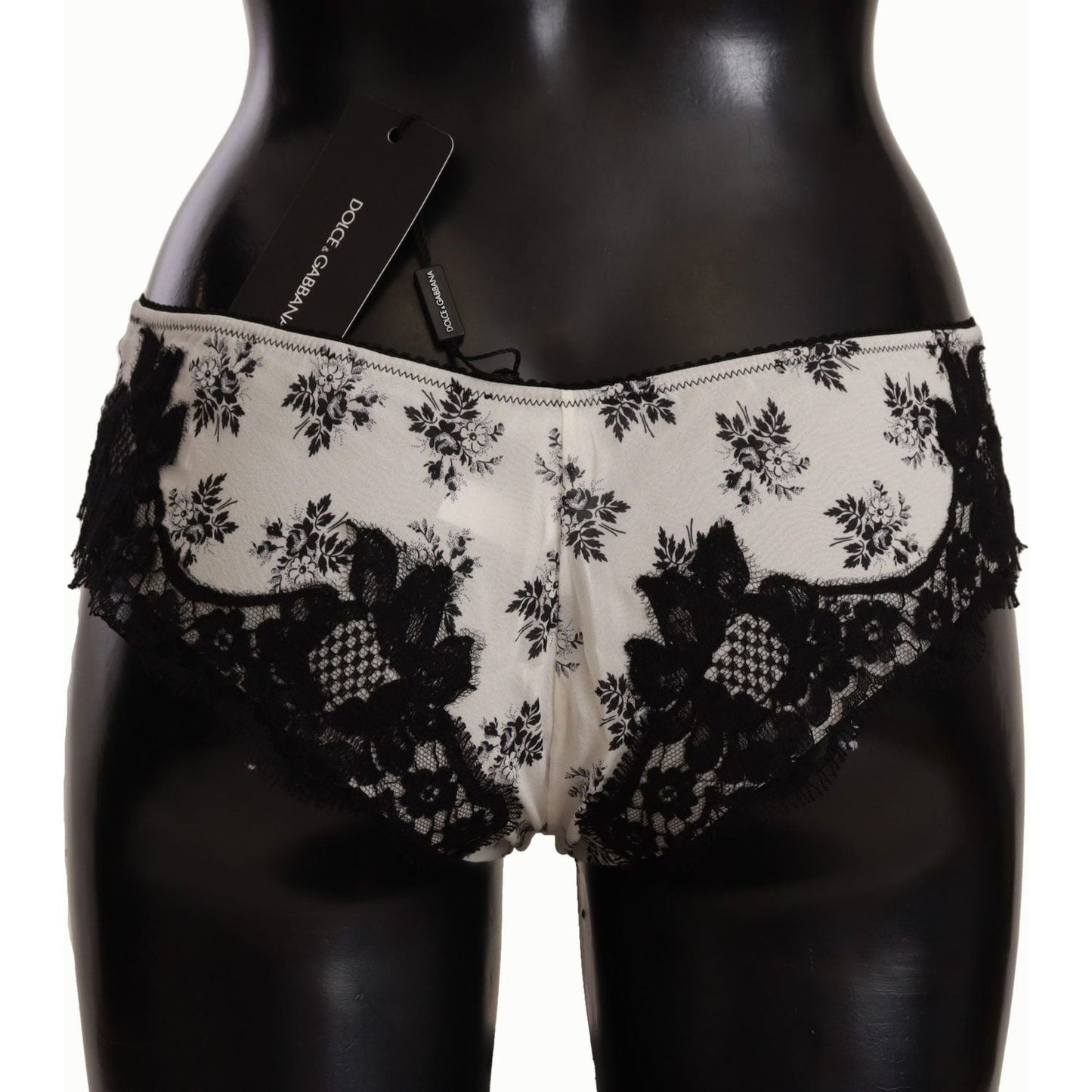 Dolce & Gabbana Elegant White Lace Silk Briefs Dolce & Gabbana