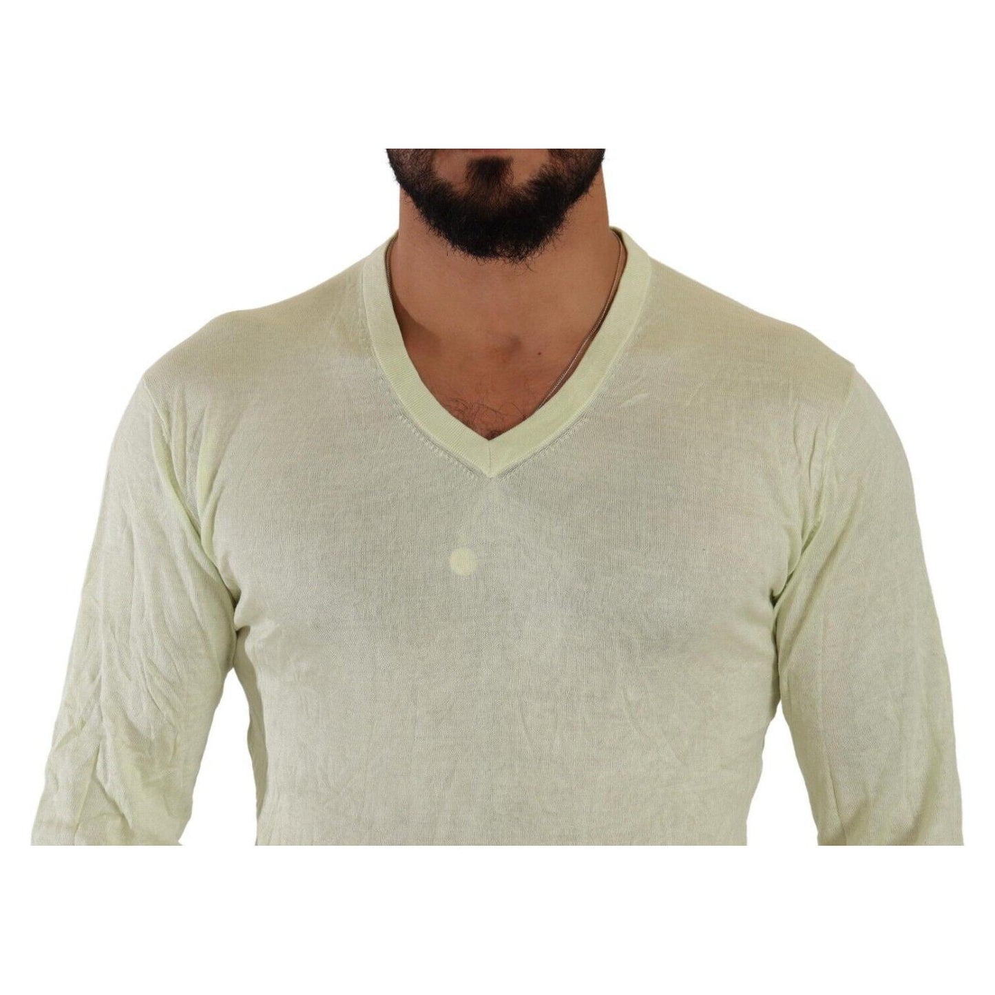 Domenico Tagliente Elegant Silk V-Neck Pullover Sweater Domenico Tagliente