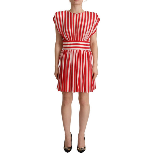 Dolce & Gabbana Elegant Striped Silk A-Line Mini Dress Dolce & Gabbana