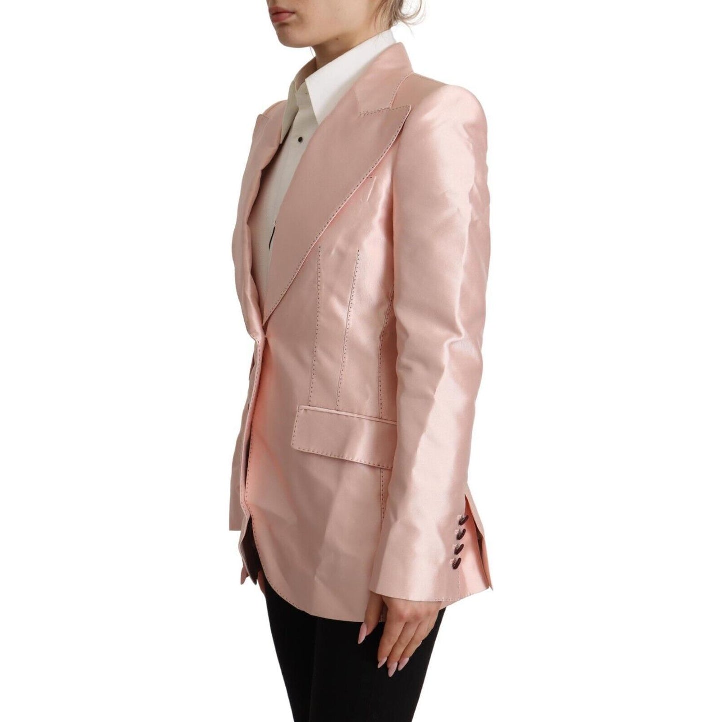 Dolce & Gabbana Elegant Pink Silk Blazer Jacket Dolce & Gabbana