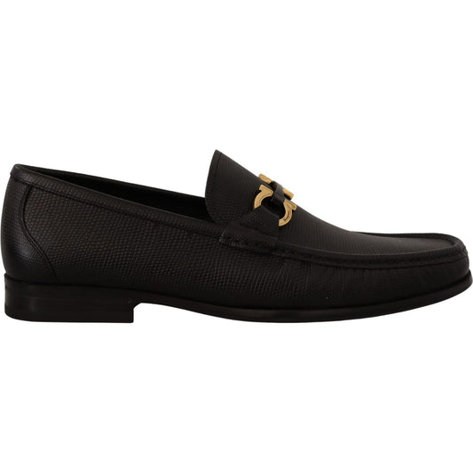 Salvatore Ferragamo Elegant Black Calf Leather Loafers Dress Shoes Salvatore Ferragamo