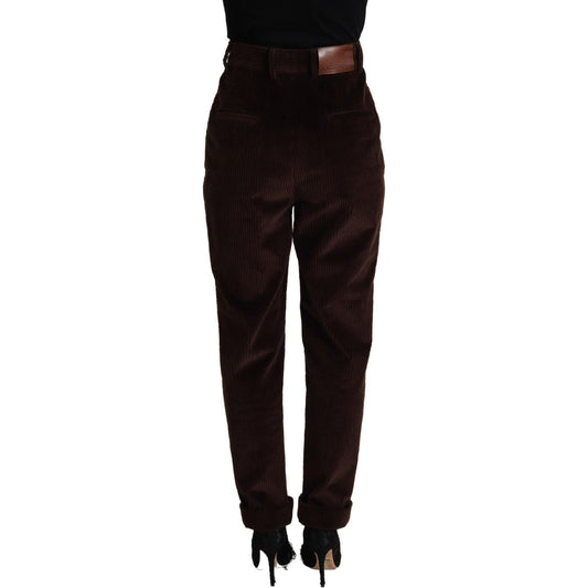 Dolce & Gabbana Elegant Bordeaux High-Waisted Corduroy Pants Dolce & Gabbana