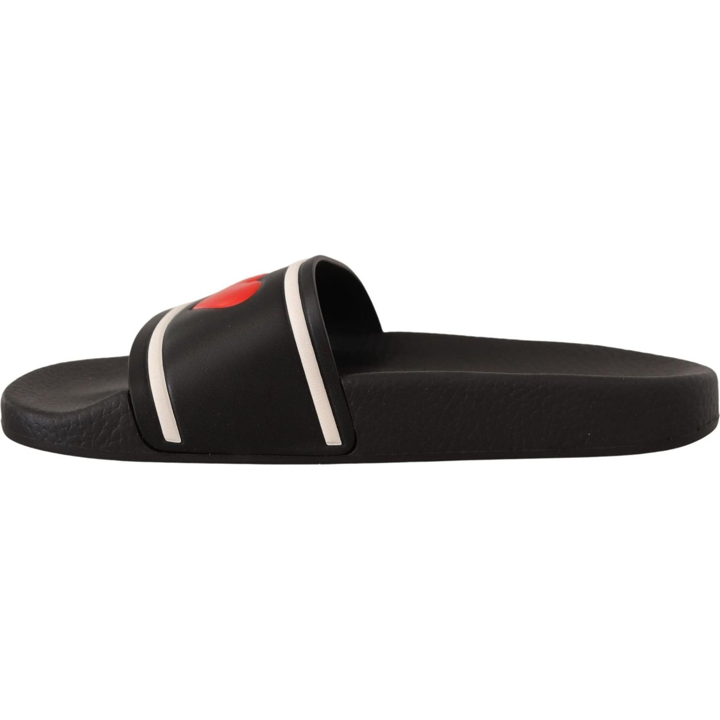 Dolce & Gabbana Elegant Black Leather Slide Sandals for Her Dolce & Gabbana