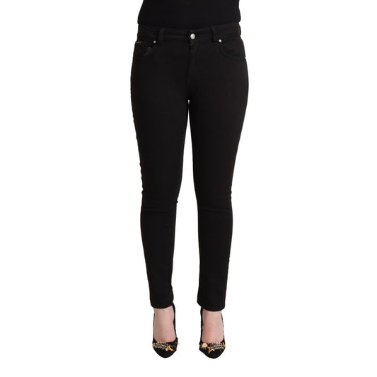Dolce & Gabbana Black Cotton Mid Waist Denim Slim Fit Jeans