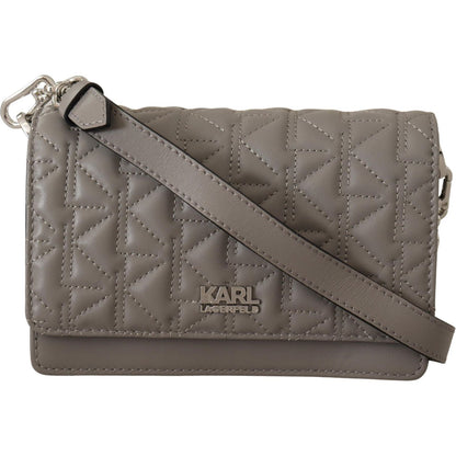 Karl Lagerfeld Light Grey Leather Crossbody Bag 1728,67466920096,Bags,Crossbody Bags - Bags,Crossbody Bags - Women - Bags,Grey,Karl Lagerfeld,New with tags,Shoulder Bags - Women - Bags,Women,Women - Bags
