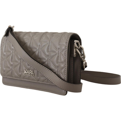 Karl Lagerfeld Light Grey Leather Crossbody Bag 1728,67466920096,Bags,Crossbody Bags - Bags,Crossbody Bags - Women - Bags,Grey,Karl Lagerfeld,New with tags,Shoulder Bags - Women - Bags,Women,Women - Bags