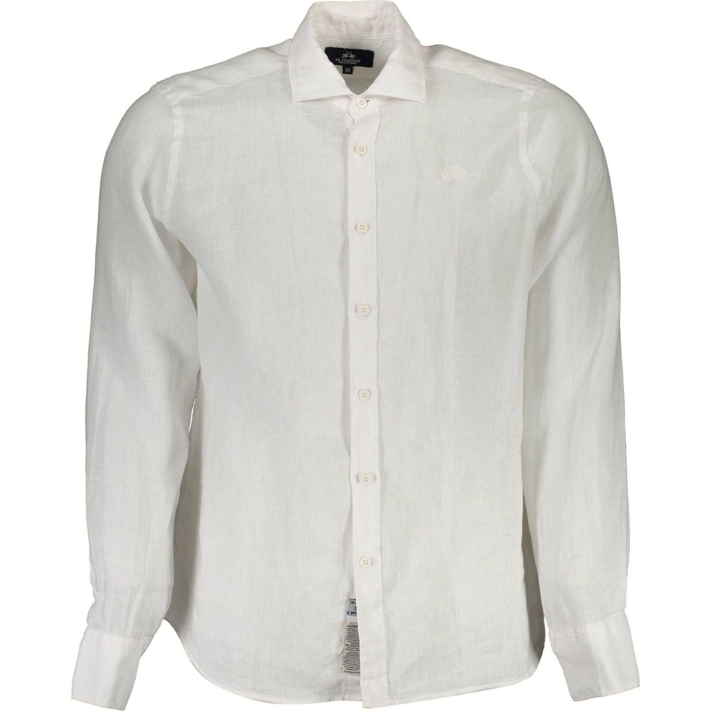 La Martina White Linen Men Shirt La Martina