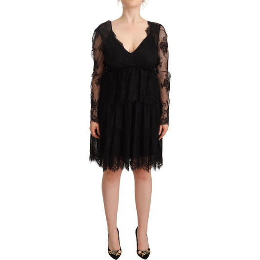 Aniye By Elegant Floral Lace Long Sleeve Shift Dress Aniye By