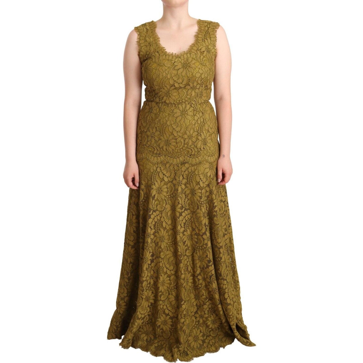 Dolce & Gabbana Elegant Lace Floor-Length Sleeveless Gown Dolce & Gabbana