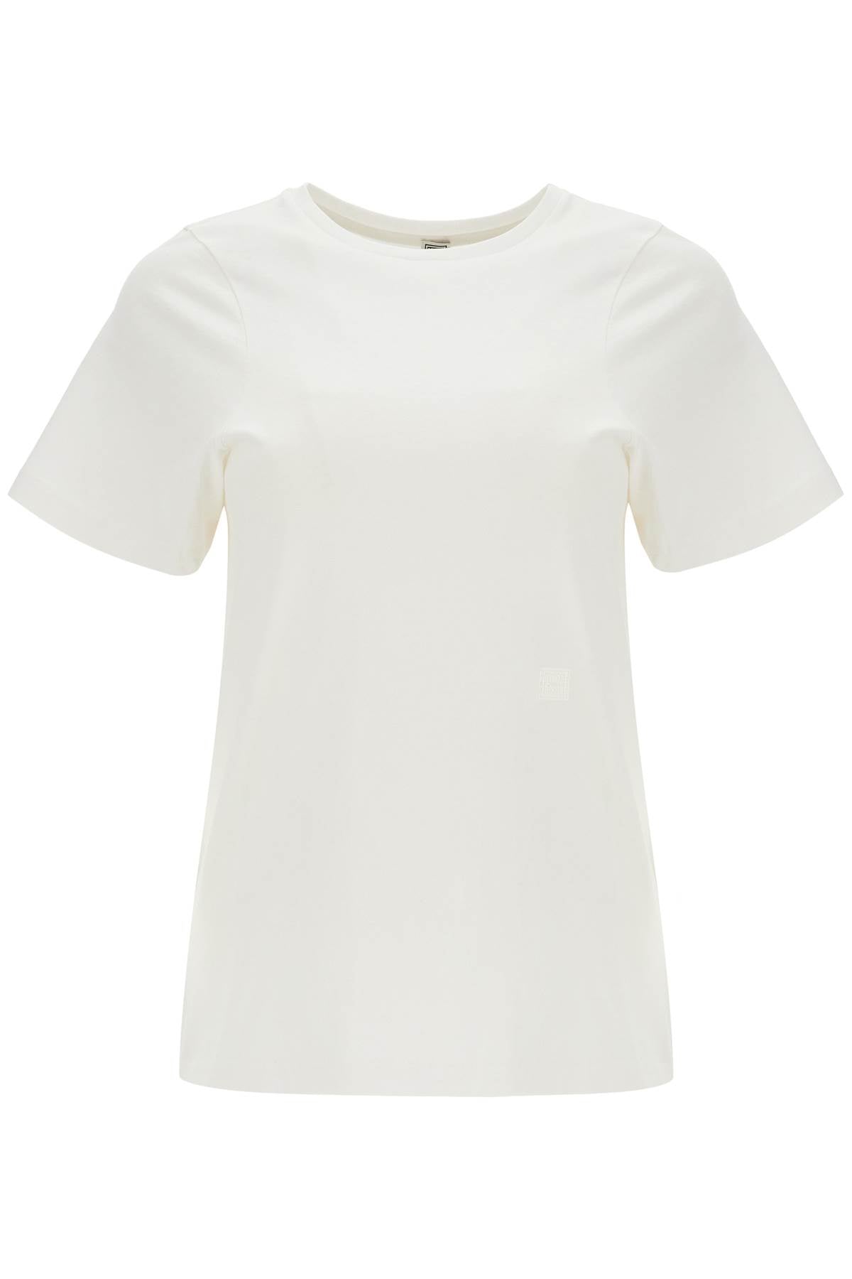 Toteme off-white organic cotton t-shirt with curved seams Topwear Toteme