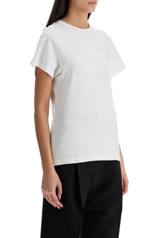 Toteme off-white organic cotton t-shirt with curved seams Topwear Toteme