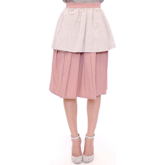 Comeforbreakfast Pink Gray Knee-Length Pleated Skirt Comeforbreakfast