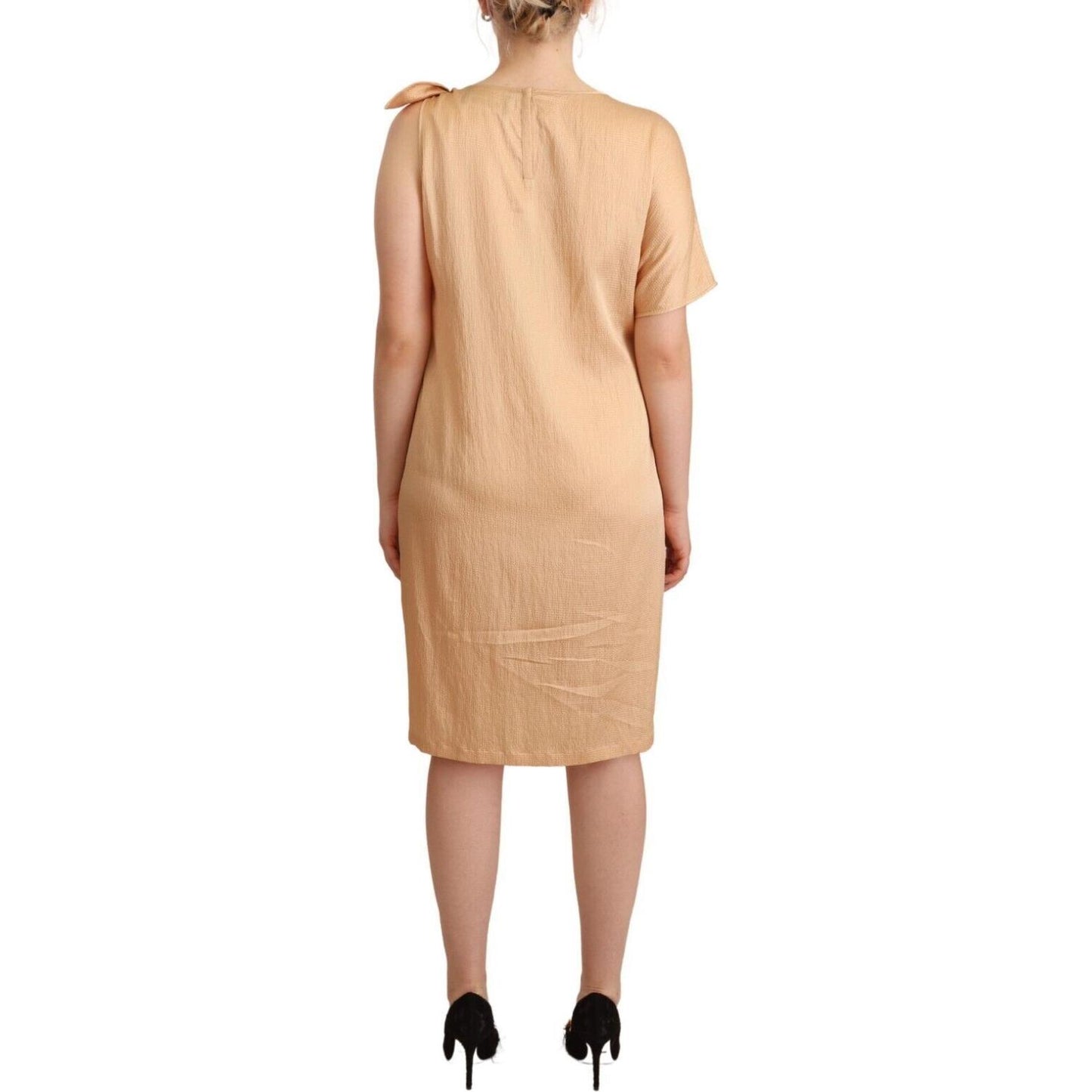 Moschino Beige One Sleeve Knee Length Shift Dress