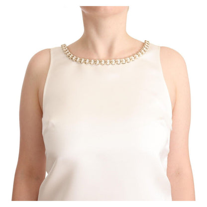Elisabetta Franchi White Polyester Sleeveless Mini Shift Dress
