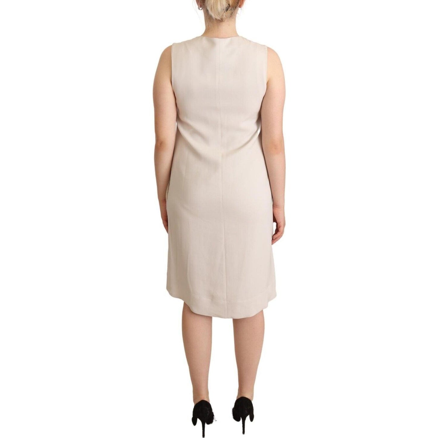 Peserico Chic Beige Sleeveless Shift Dress Peserico