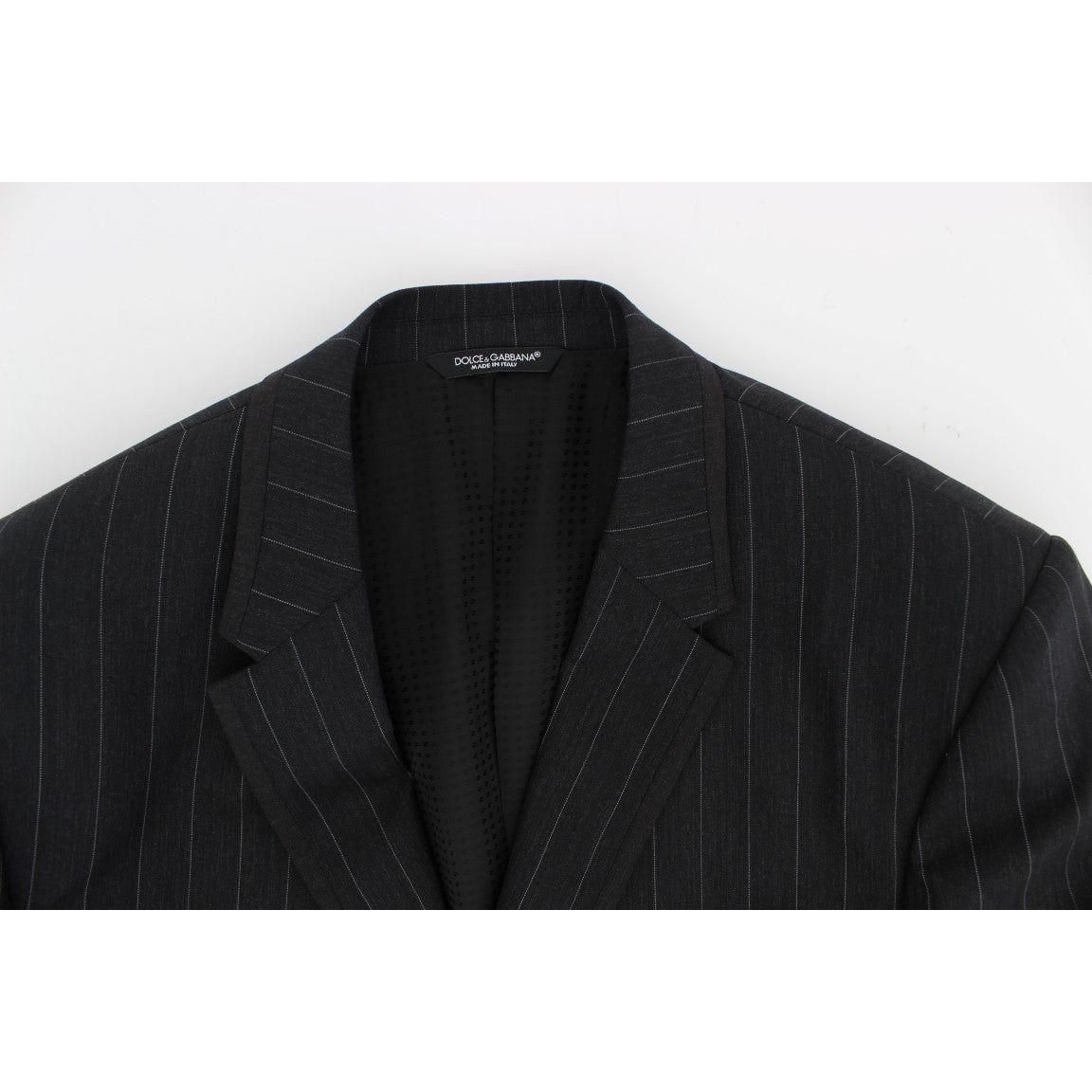 Dolce & Gabbana Chic Gray Striped Wool Blazer Jacket Dolce & Gabbana