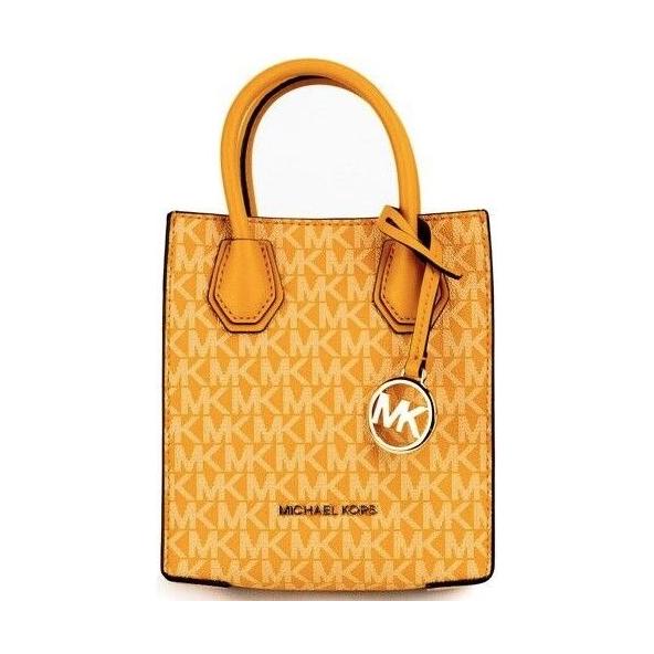 Michael Kors Mercer XS Honeycomb Gold Signature PVC North South Shopper Crossbody Bag Michael Kors