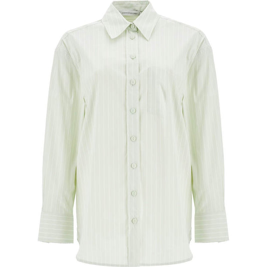 Christopher Esber mint green cotton shirt with white stripes