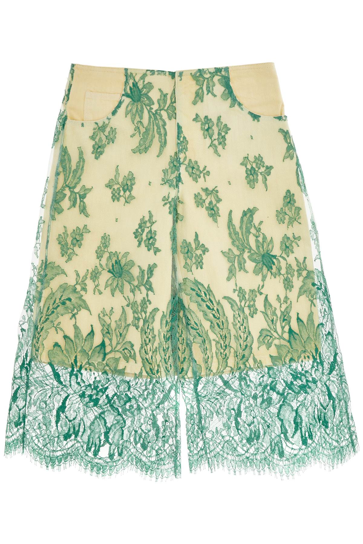 Christopher Esber mint green lace shorts with floral embroidery Short trousers Christopher Esber