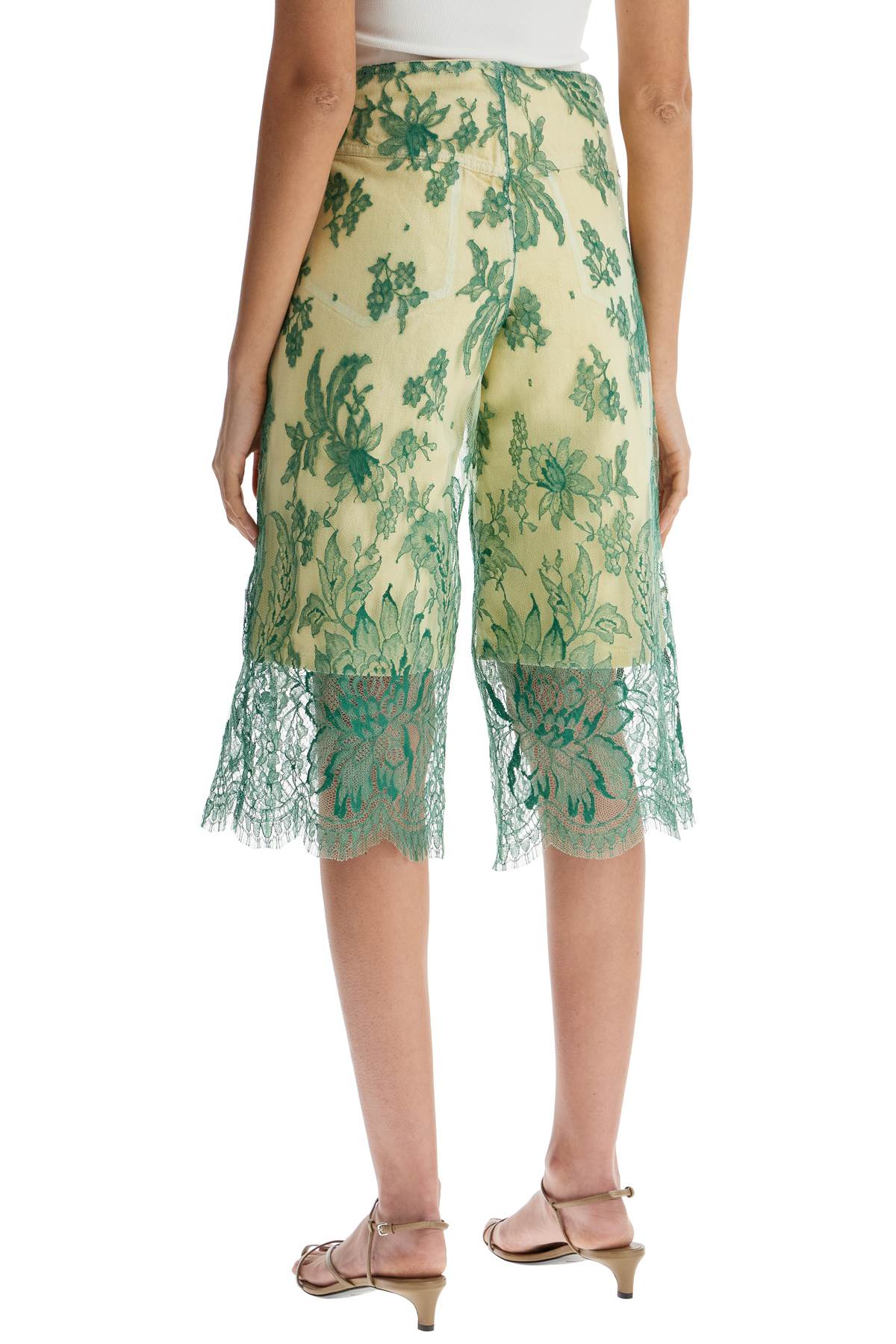 Christopher Esber mint green lace shorts with floral embroidery Short trousers Christopher Esber