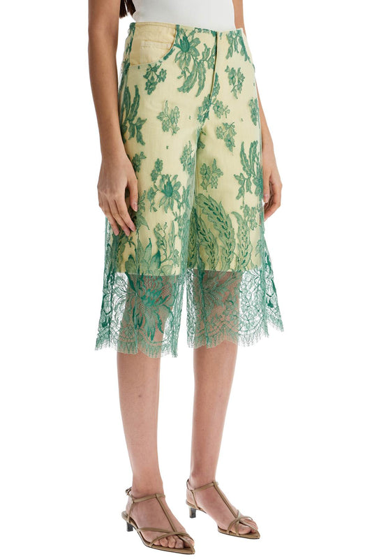 Christopher Esber mint green lace shorts with floral embroidery Short trousers Christopher Esber