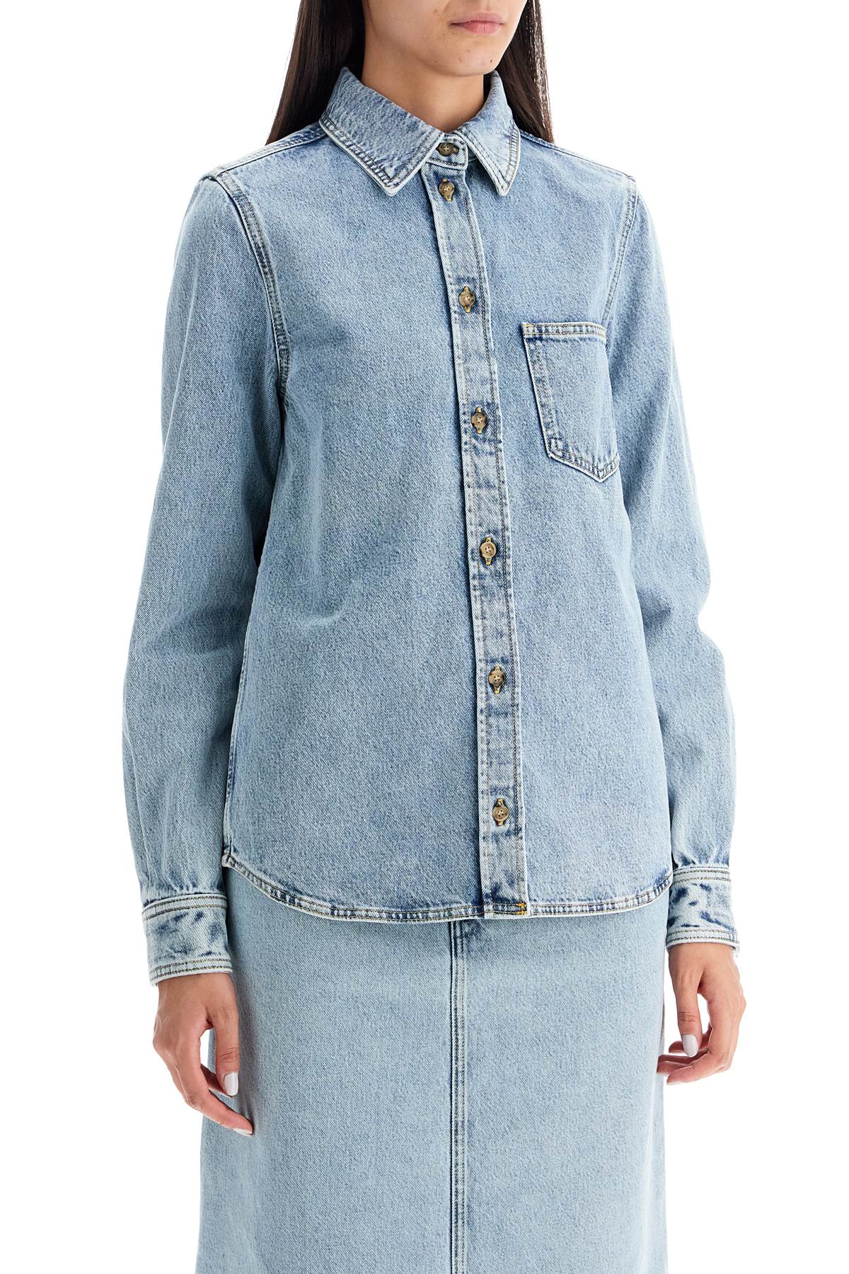 Toteme denim overshirt with pocket detail Jackets Toteme