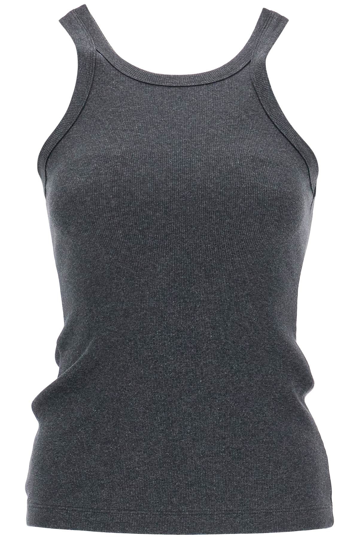 Toteme organic cotton ribbed tank top charcoal melange with wide straps Topwear Toteme