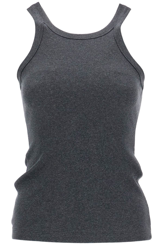 Toteme organic cotton ribbed tank top charcoal melange with wide straps Topwear Toteme