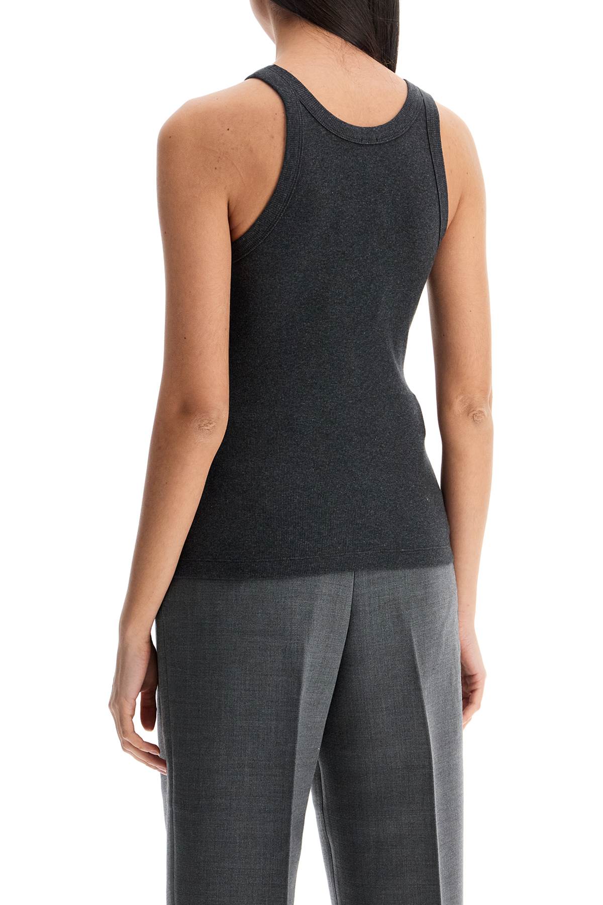 Toteme organic cotton ribbed tank top charcoal melange with wide straps Topwear Toteme