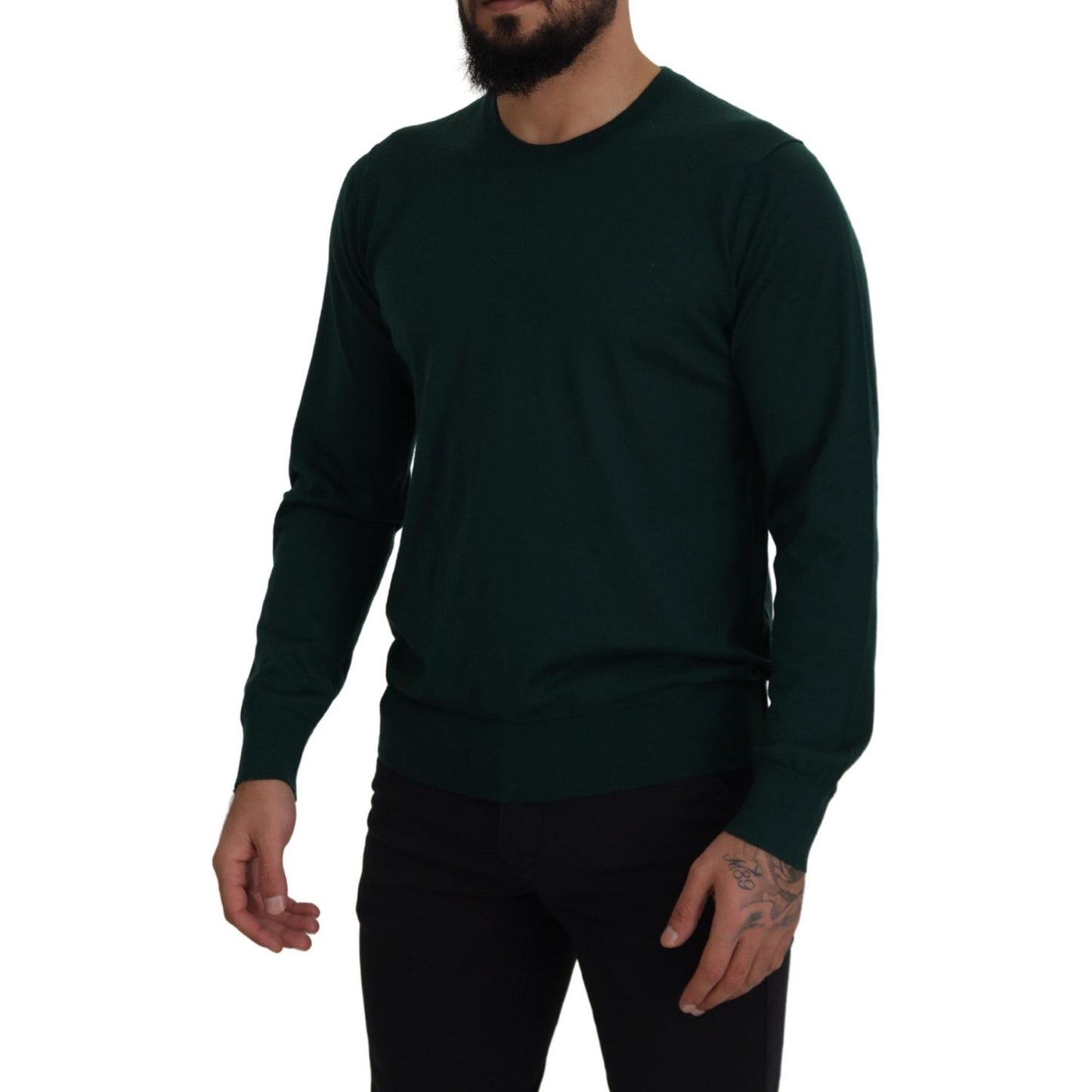 Dolce & Gabbana Elegant Green Crewneck Cashmere Sweater Dolce & Gabbana