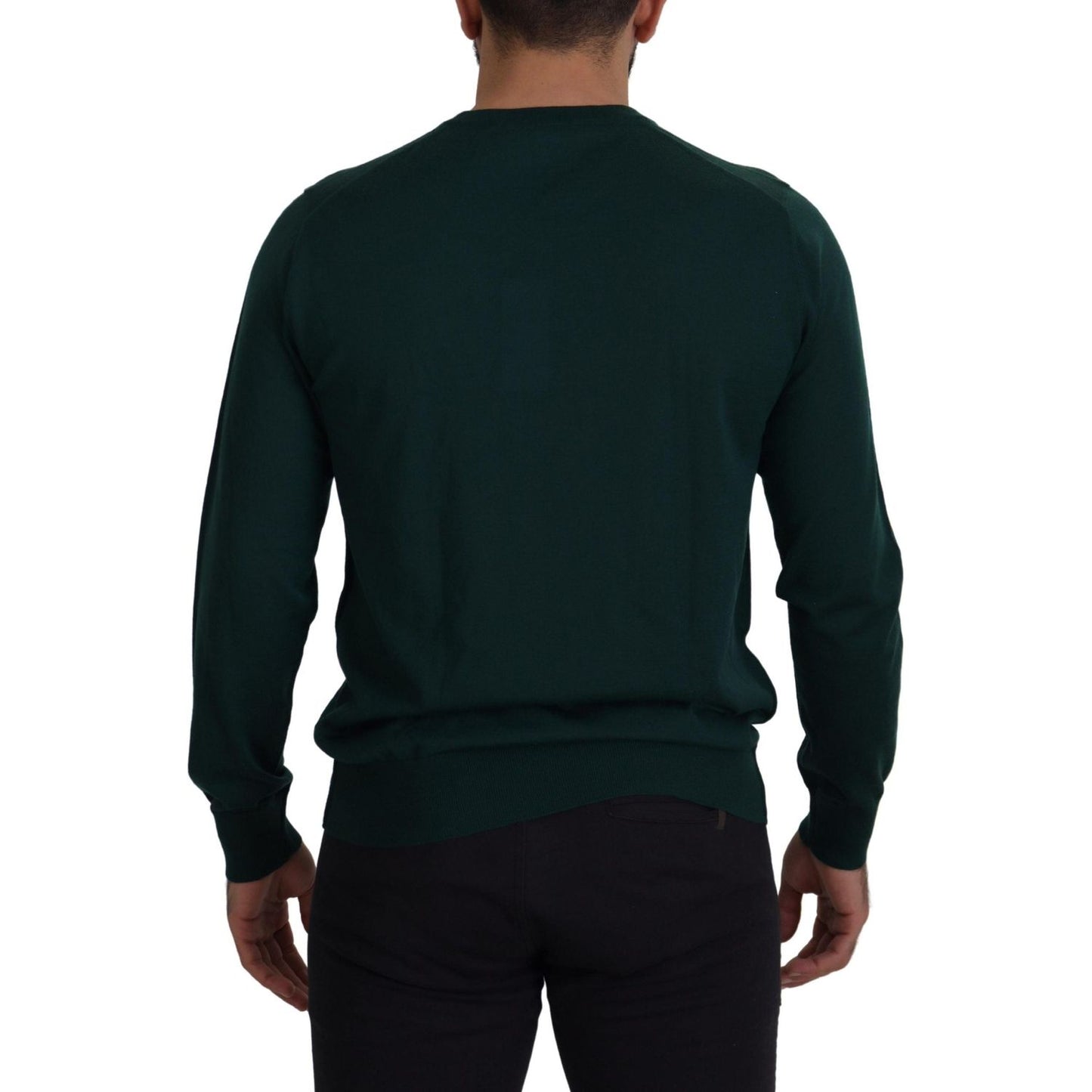 Dolce & Gabbana Elegant Green Crewneck Cashmere Sweater Dolce & Gabbana