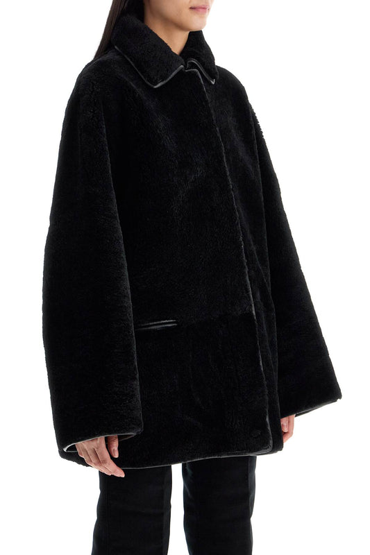 Toteme black lambskin oversized shirt-jacket Jackets Toteme